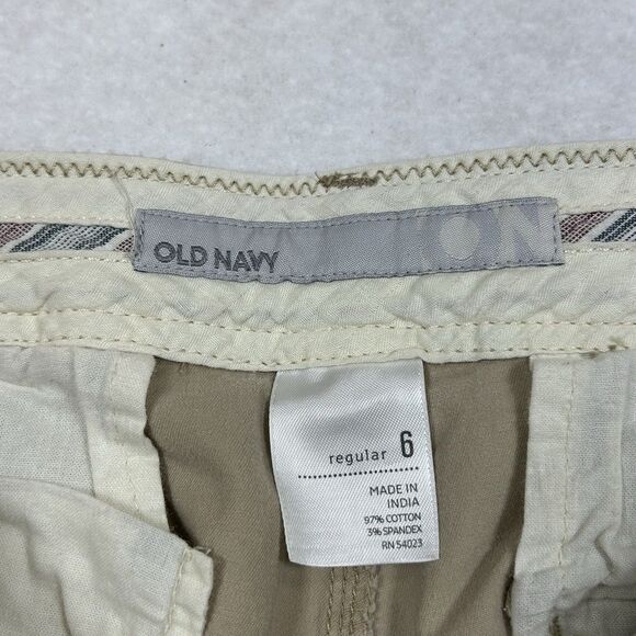 Vintage Y2K Old Navy Pants Womens 6 Beige Khaki Cargo Bootcut Casual Work - Picture 3 of 12